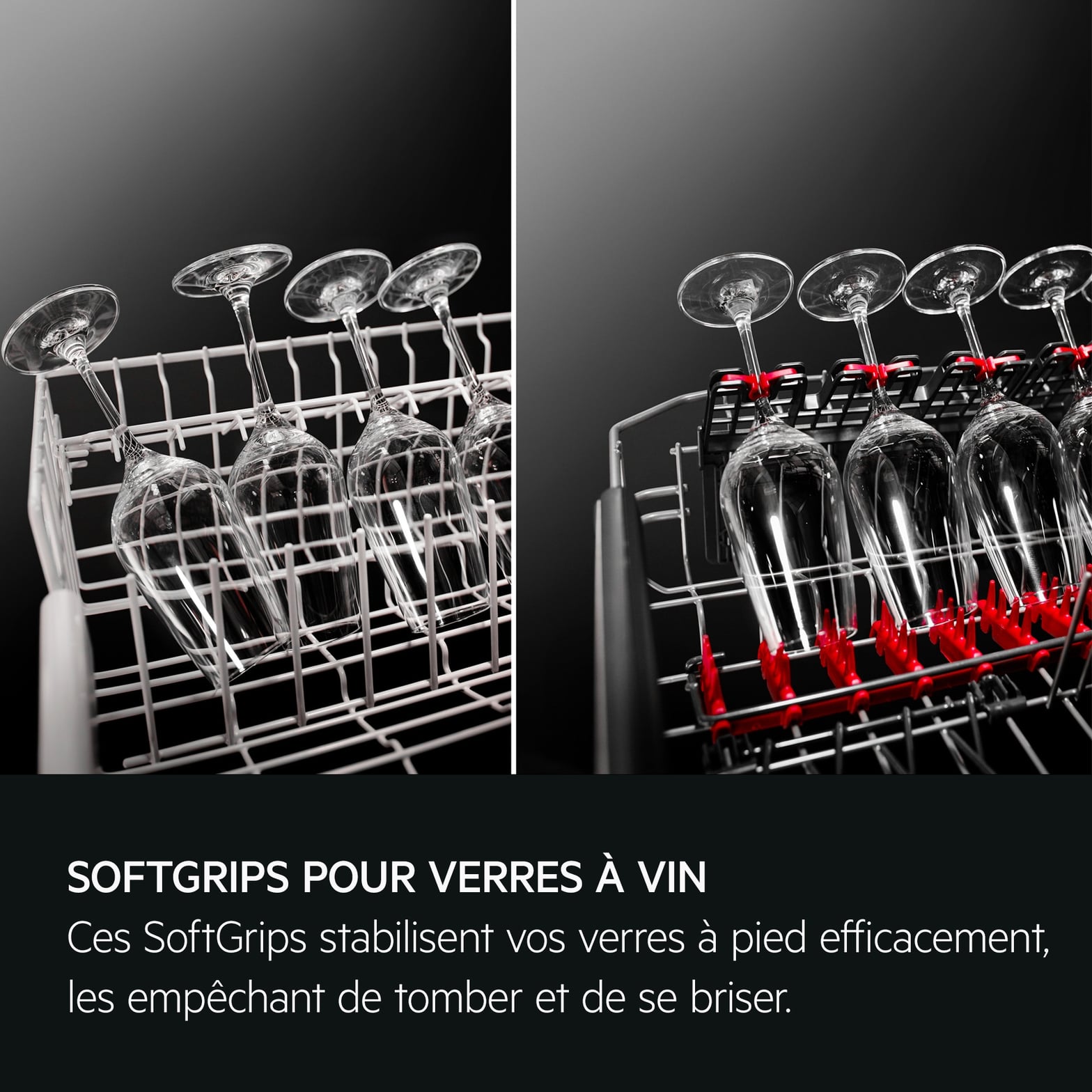 Supports SoftGrips de GlassCare AEG pour verres à pied