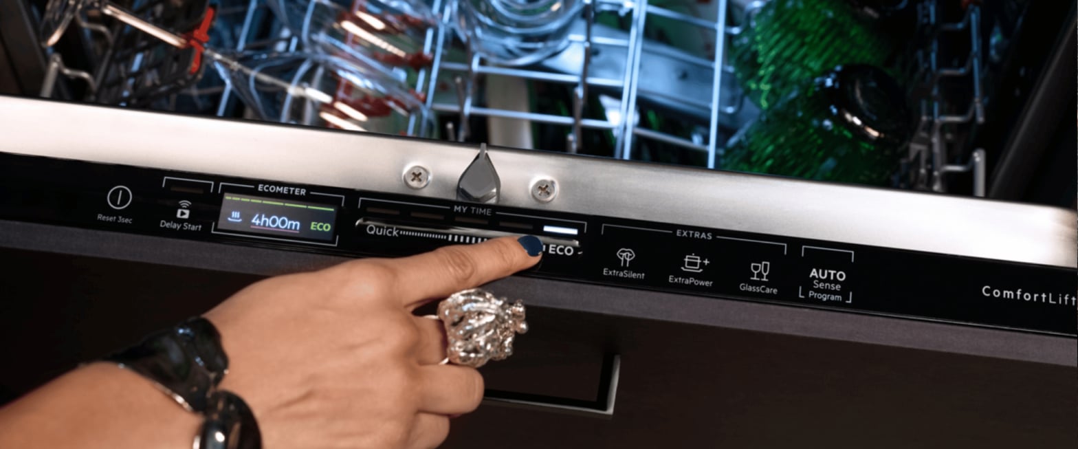 Écran QuickSelect d'un lave-vaisselle AEG piloté avec l'application My AEG