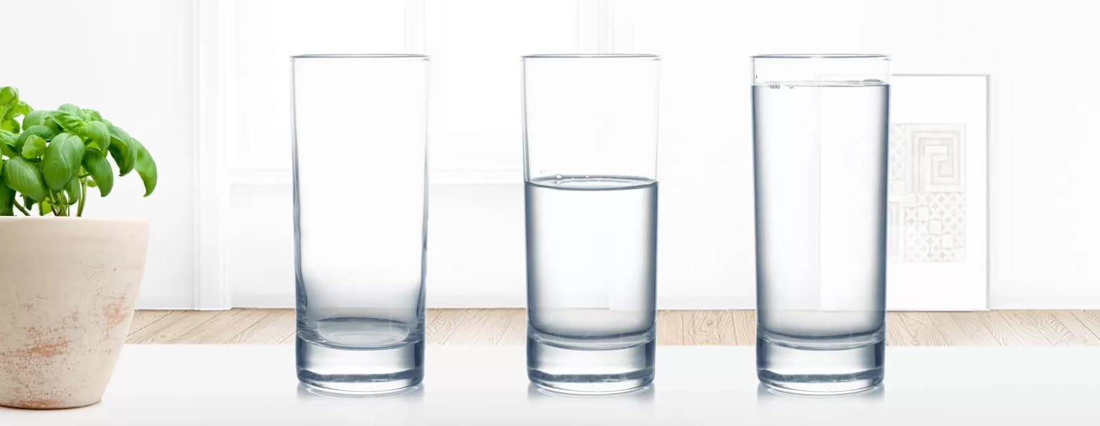 Comparaison de la consommation d'eau Bosch ActiveWater illustree par trois verres