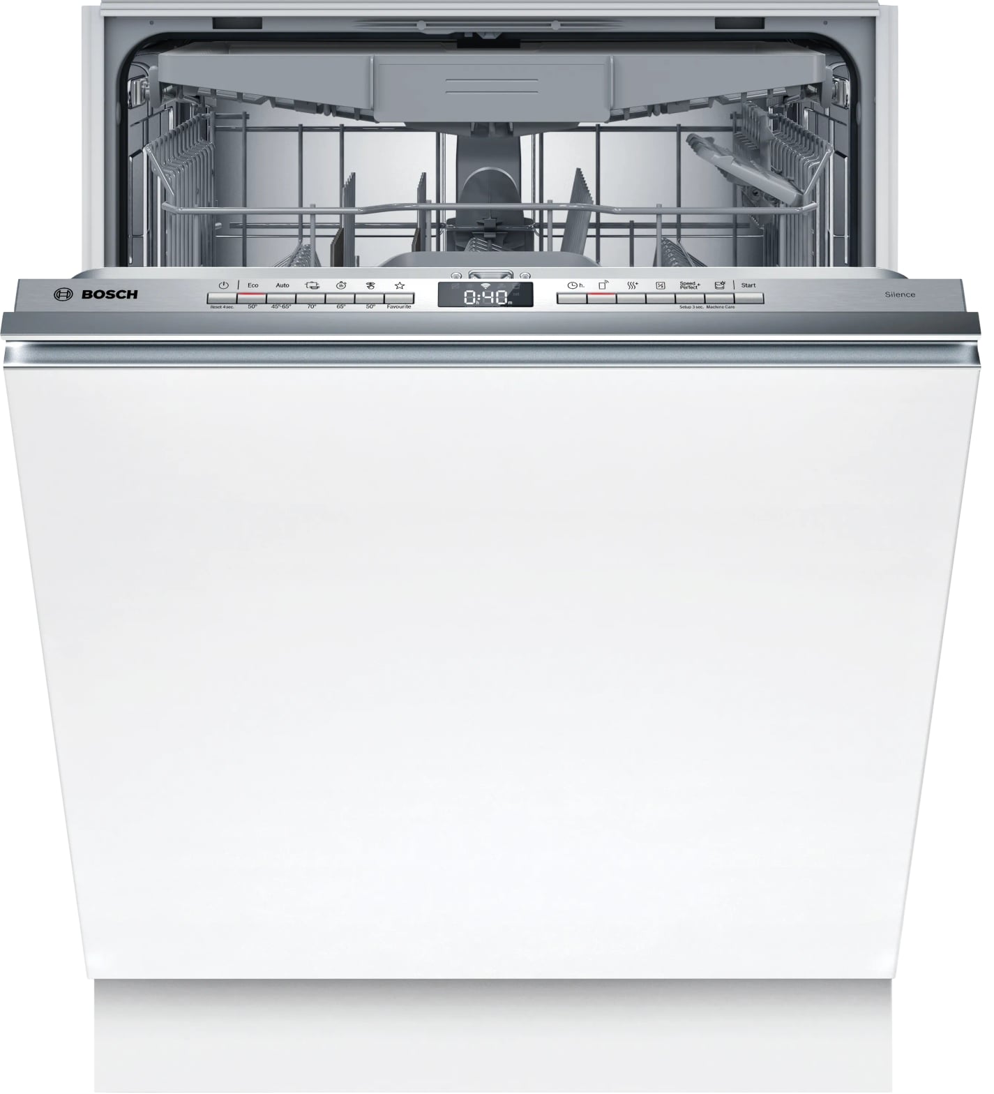 Bandeau de commande lave-vaisselle Bosch avec touche Machine Care visible pour entretien automatique