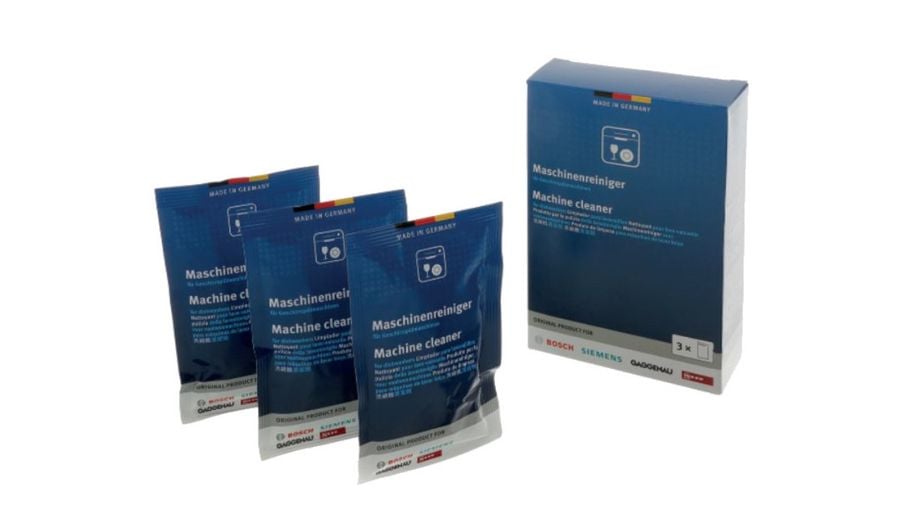 Nettoyant lave-vaisselle Bosch Machine cleaner en sachets, utilisé avec le programme Machine Care