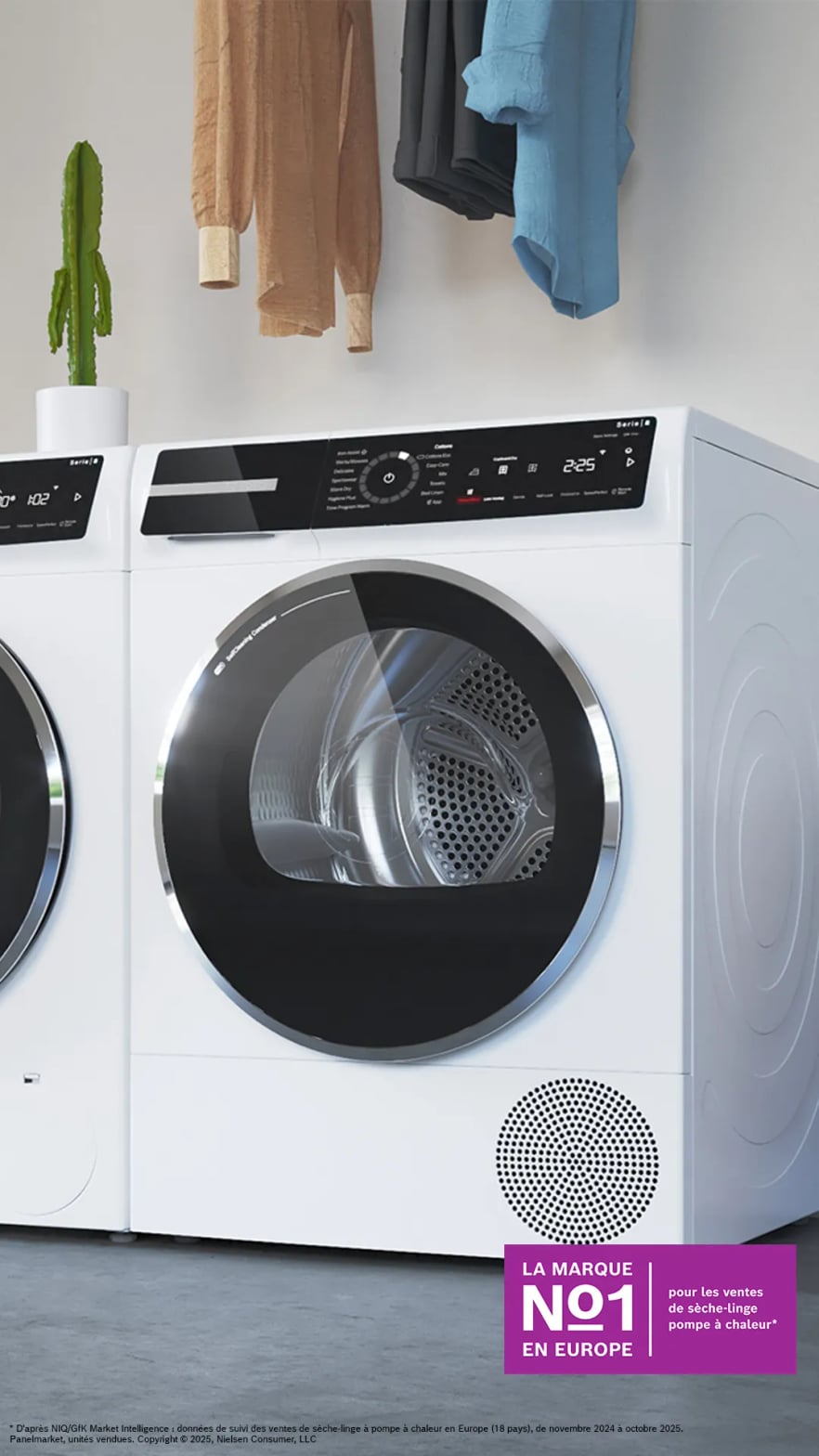 Sèche-linge Bosch Serie 8 SensitiveDrying tambour à pales visible vertical