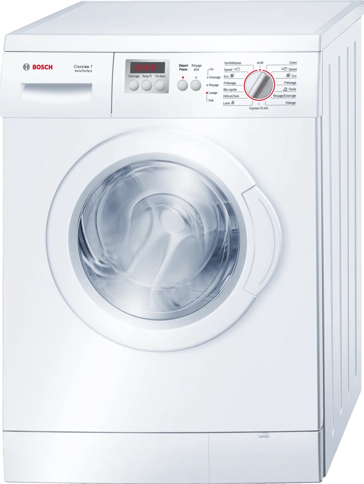Lave-linge BOSCH Classixx 7 VarioPerfect avec sélecteur Speed/Eco visible sur le bandeau de commande