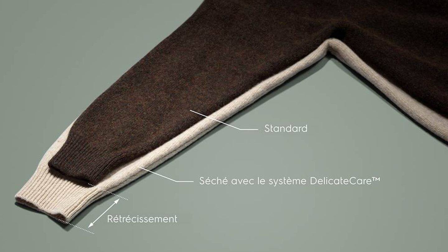 Comparatif rétrécissement laine séchage standard vs DelicateCare Electrolux