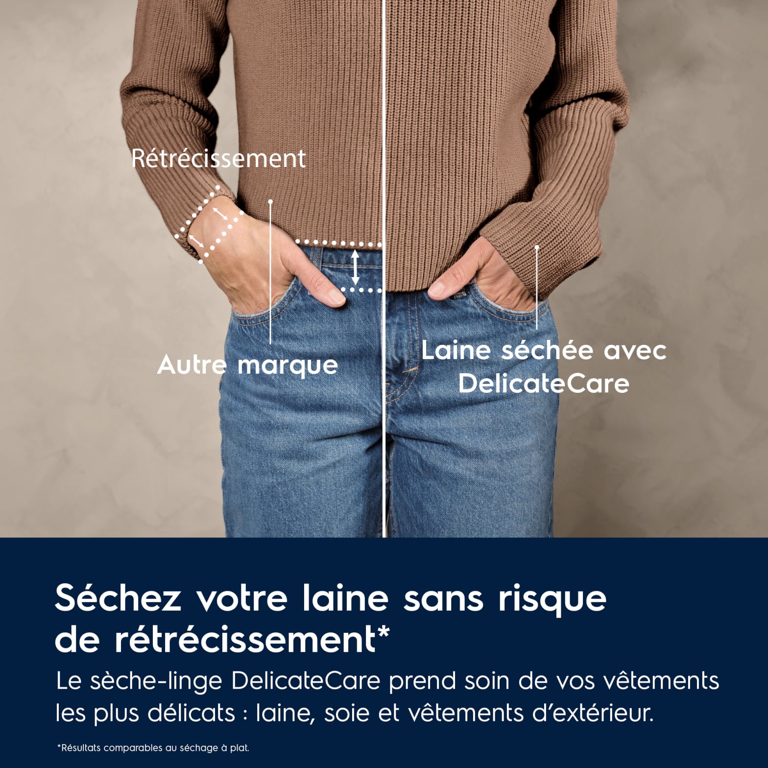 Comparatif rétrécissement laine : autre marque vs DelicateCare Electrolux