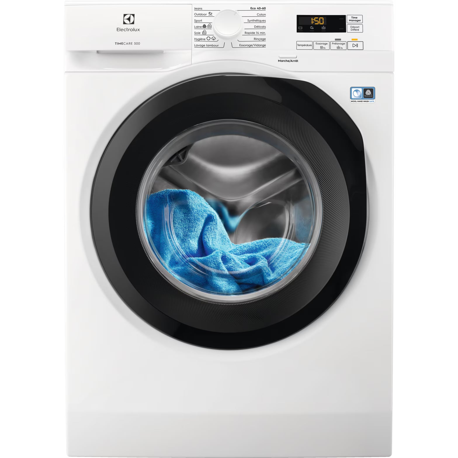 Lave-linge Electrolux TimeCare 500 équipé du système DuoDose à double compartiment pour lessive.