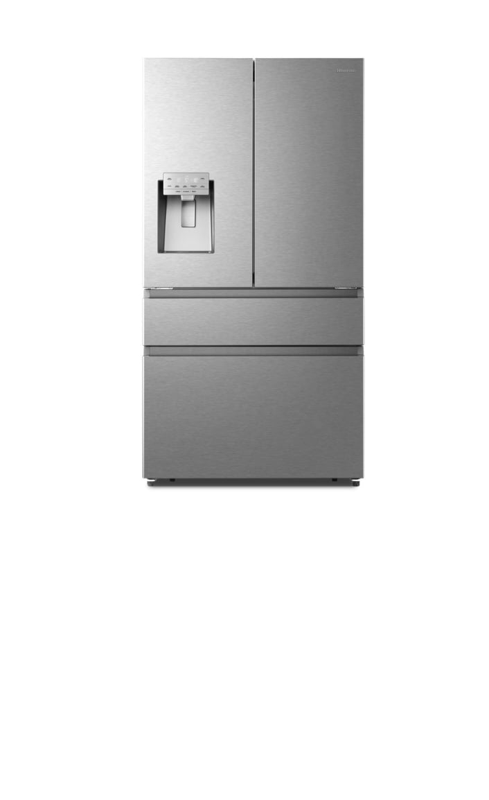 Réfrigérateur french-door Hisense noir rendu 3D montrant le design des portes ouvrantes