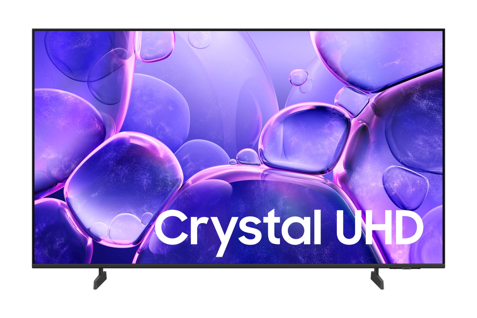 Téléviseur Samsung Crystal UHD avec Crystal Processor 4K affichant le branding Crystal UHD à l'écran