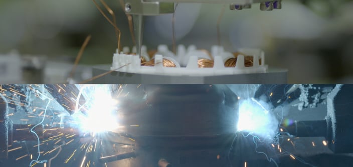 Fabrication d'un compresseur Digital Inverter SAMSUNG : bobinage cuivre et soudage carter