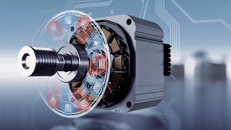 Moteur iQdrive Siemens visualisation 3D du champ magnétique et aimants permanents