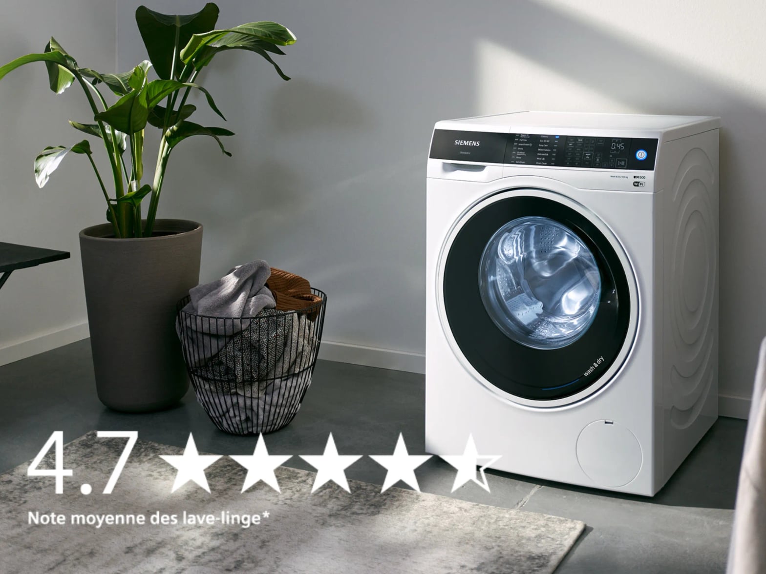 Lave-linge Siemens iQ500 avec technologie varioPerfect en mise en scène lifestyle