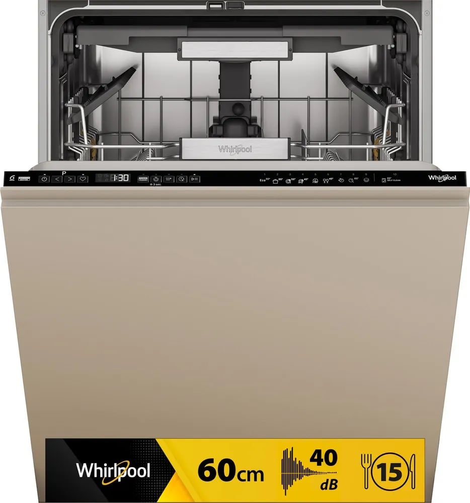 Schéma de l’intérieur d’un lave-vaisselle Whirlpool mettant en évidence les jets PowerClean Pro situés dans la partie inférieure de la cuve.