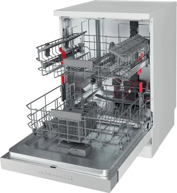 Lave-vaisselle Whirlpool WFO 3T242 P avec système PowerClean mettant en évidence les bras pulvérisateurs rouges