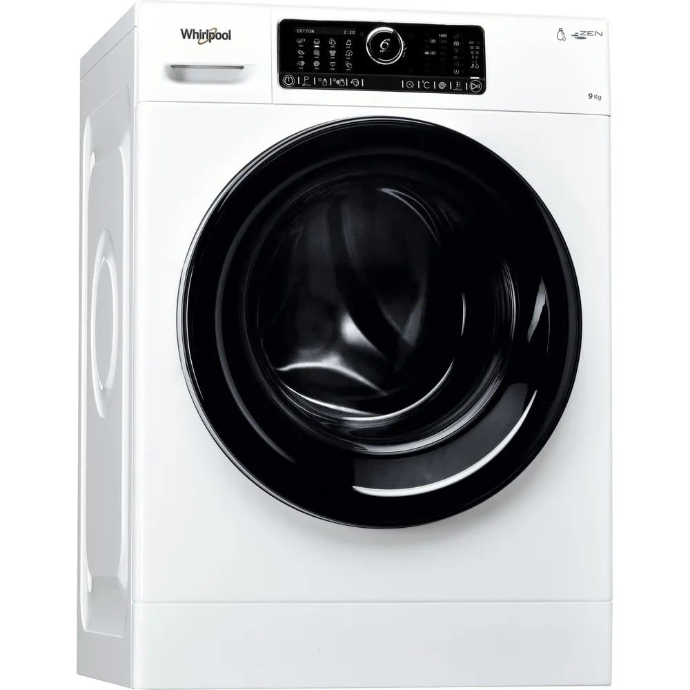 Lave-linge Whirlpool ZenDose 9 kg avec technologie Zen visible sur le bandeau